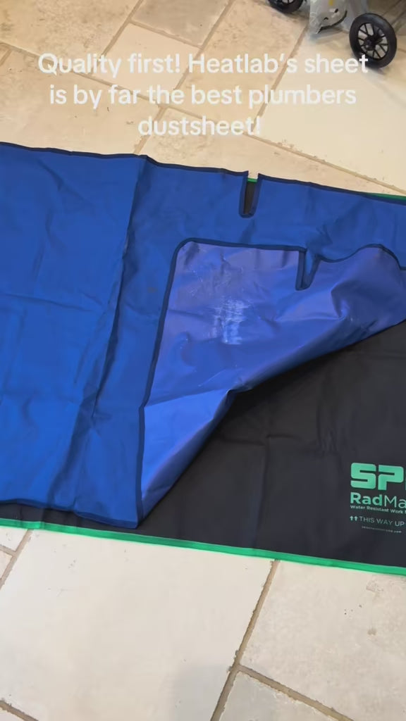 The waterproof work mat that fits around radiator pipes.